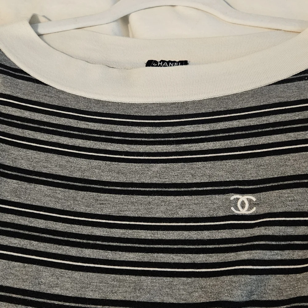 Chanel Striped Gray and Black Dress 34 - Picture 7 of 9